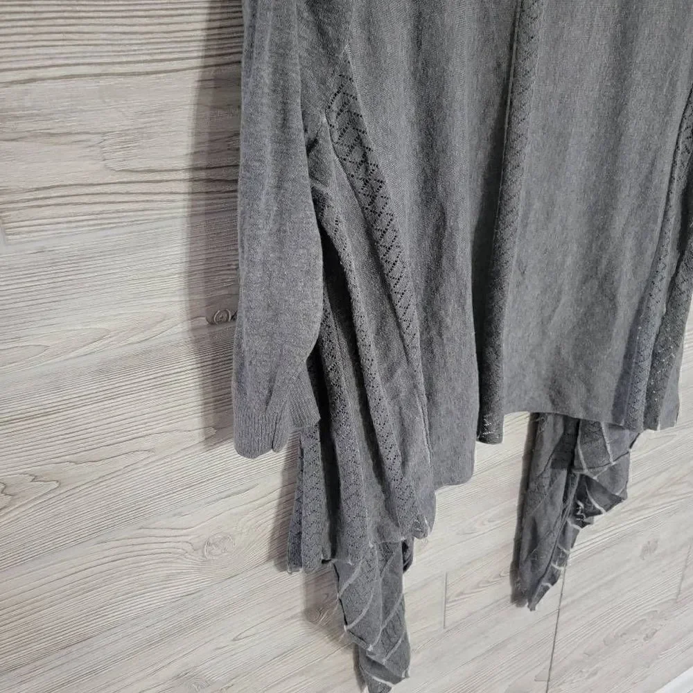Torrid Waterfall Cardigan Sweater Womens SZ 2 18/20 Grey Sparkle Strips